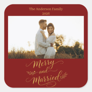 Adesivo Quadrado Natalina e Casada Personalizada Natal Casamento