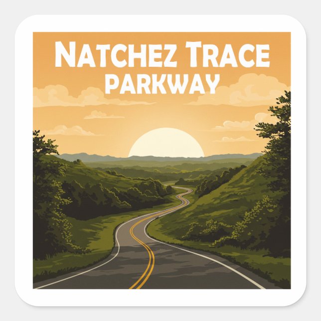 Adesivo Quadrado Natchez Trace Parkway Mississippi Paisagem (Frente)