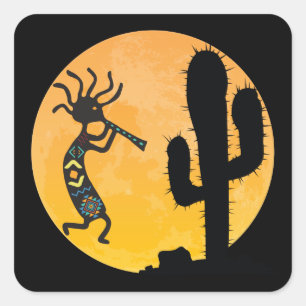 Adesivo Quadrado Native American Kokopelli