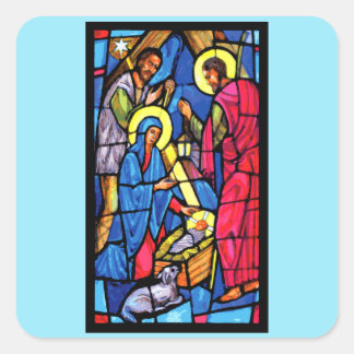 Adesivo Quadrado Nativity Stained Glass Christmas