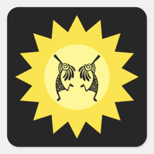 Adesivo Quadrado Nativo Americano Kokopelli Sun Sudoeste