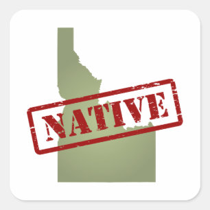 Adesivo Quadrado Nativo de Idaho com mapa de Idaho