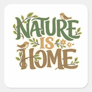 Adesivo Quadrado Nature Is Home Eco Nature Sticker