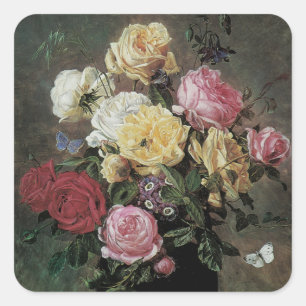 Adesivo Quadrado Natureza Morta com Flores em Vaso por Olaf Hermans