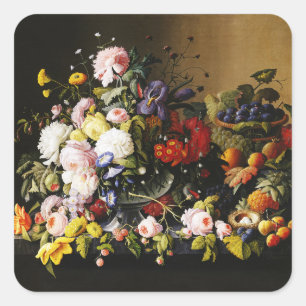 Adesivo Quadrado Natureza-morta floral de frutas vintage de Severin