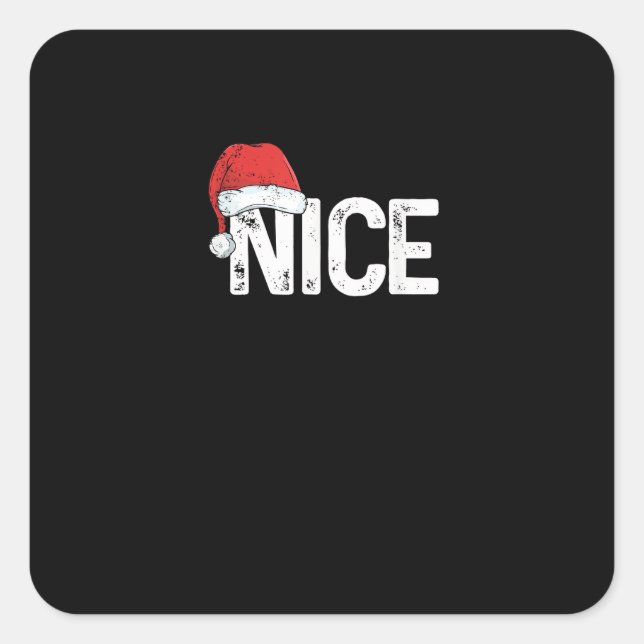 Adesivo Quadrado Naughty Or Nice Matching Christmas Funny Design  (Frente)