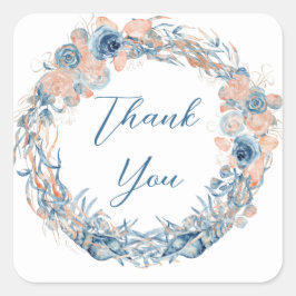 Adesivo Quadrado Náutica Teal Aqua Turquoise Blue Floral Anchor Sq