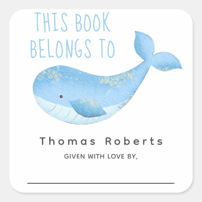 Adesivo Quadrado Náutico de Aquarela - placa de chá de fraldas (Frente)