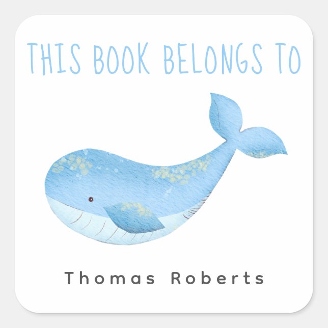 Adesivo Quadrado Náutico de Aquarela - placa de chá de fraldas (Frente)