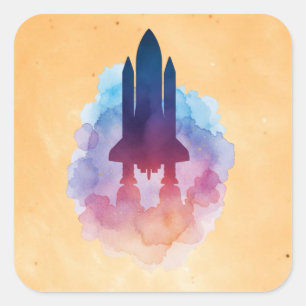 Adesivo Quadrado Nave Espacial