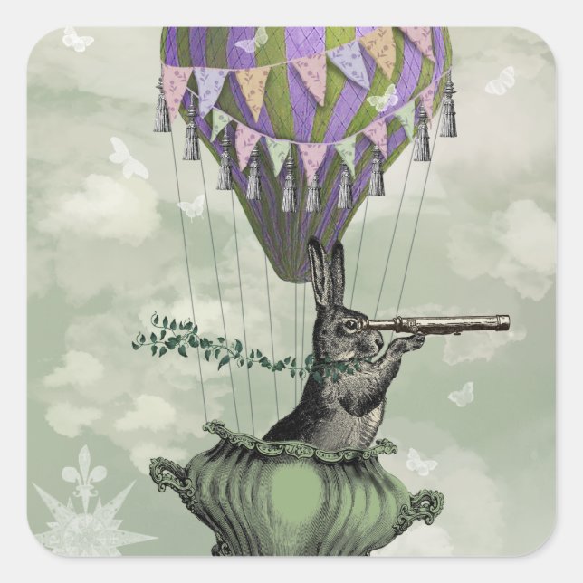 Adesivo Quadrado Navegando no coelho (Frente)