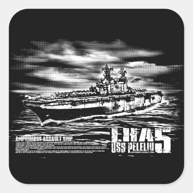 Adesivo Quadrado Navio de ataque anfíbio Peleliu Sticker (Frente)
