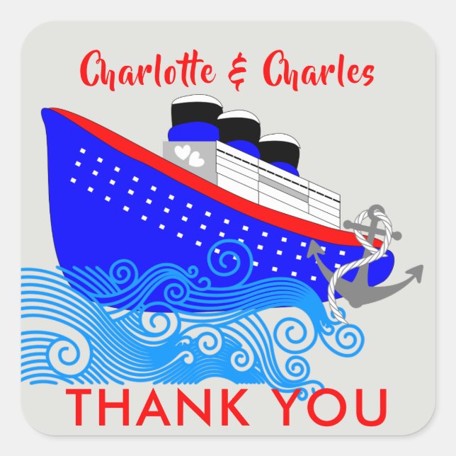 Adesivo Quadrado Navio de cruzeiro personalizado náutico (Frente)