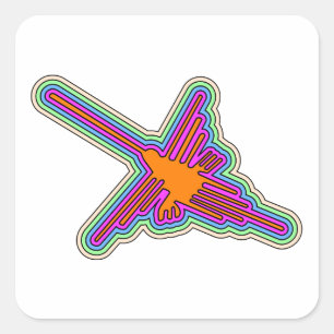 Adesivo Quadrado Nazca Hummingbird Peru Drawing