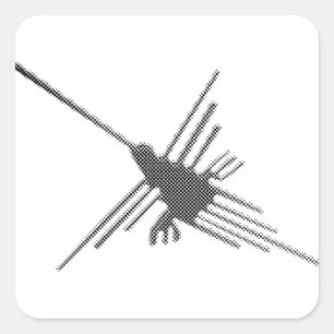 Adesivo Quadrado Nazca Lines Hummingbird Newsprint