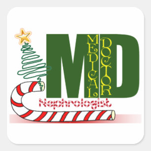 Adesivo Quadrado Nefrologista MERRY CHRISTMAS MÉDICO