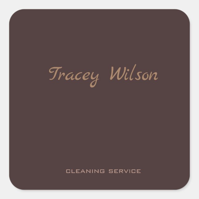 Adesivo Quadrado Negócio simples castanho (Frente)