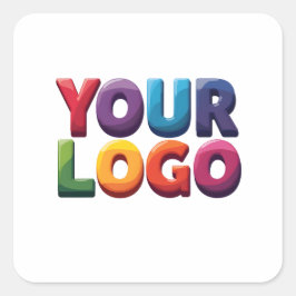 Adesivo Quadrado Negócio Simples de Logotipo e Texto Personalizado