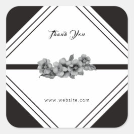 Adesivo Quadrado Negócios brancos e negros Obrigado Sticker