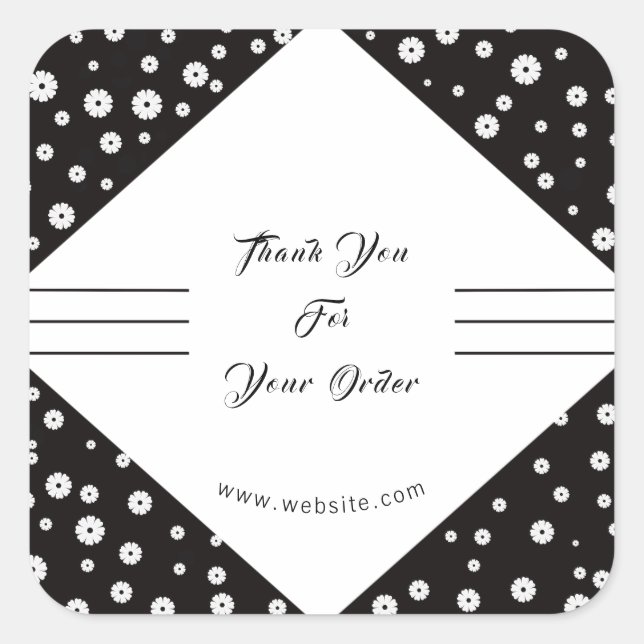 Adesivo Quadrado Negócios brancos e negros Obrigado Sticker (Frente)