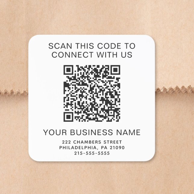 Adesivo Quadrado Negócios com Código QR (QR Code Business Square Sticker)