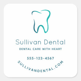 Adesivo Quadrado Negócios com Dentista dentária de Odondômen