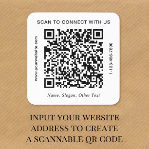 Adesivo Quadrado Negócios de Código QR Personalizado