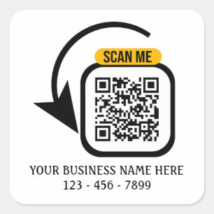Adesivo Quadrado Negócios de Código QR Personalizado