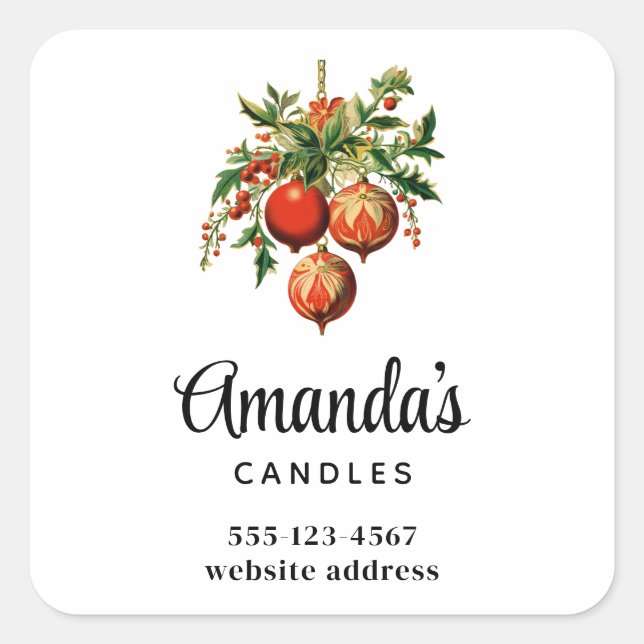 Adesivo Quadrado Negócios de Decorações da Árvore de Natal Legal (Frente)