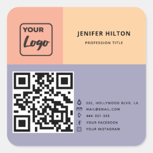 Adesivo Quadrado Negócios de logotipos de mídia social com código d