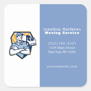 Adesivo Quadrado Negócios de Serviço da Empresa de Cara em Moviment