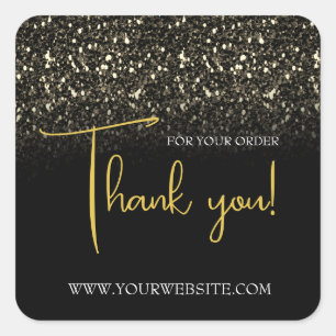 Adesivo Quadrado Negócios Personalizados Pretos e Dourados Agradam-