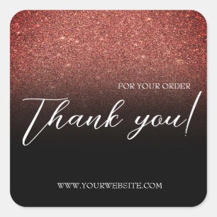 Adesivo Quadrado Negócios Personalizados Pretos e Dourados Obrigado