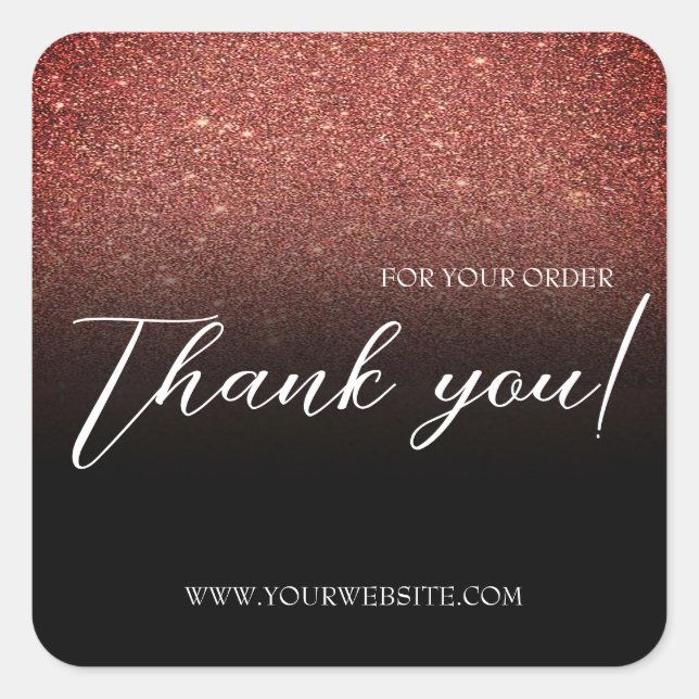 Adesivo Quadrado Negócios Personalizados Pretos e Dourados Obrigado (Frente)