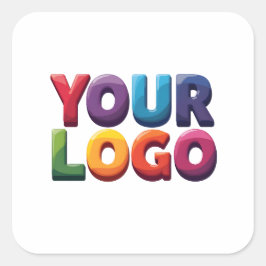 Adesivo Quadrado Negócios Simples com Logotipo e Texto Personalizad