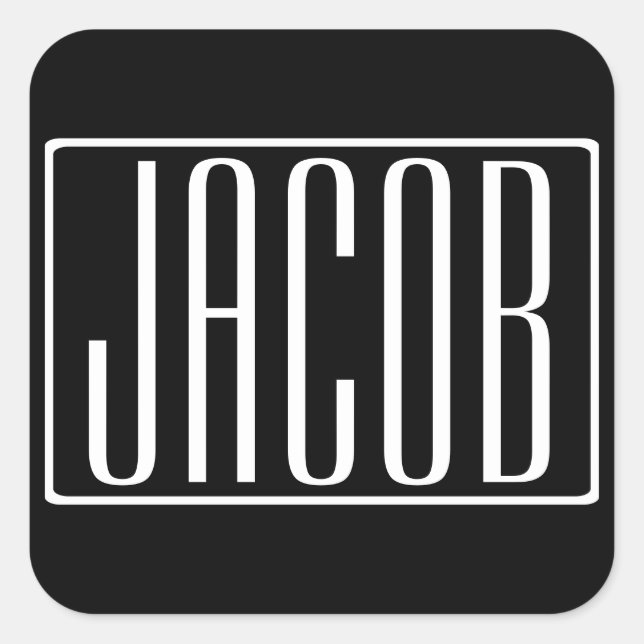 Adesivo Quadrado Negrito e Moderno Seu Nome ou Palavra | Branco A P (Frente)