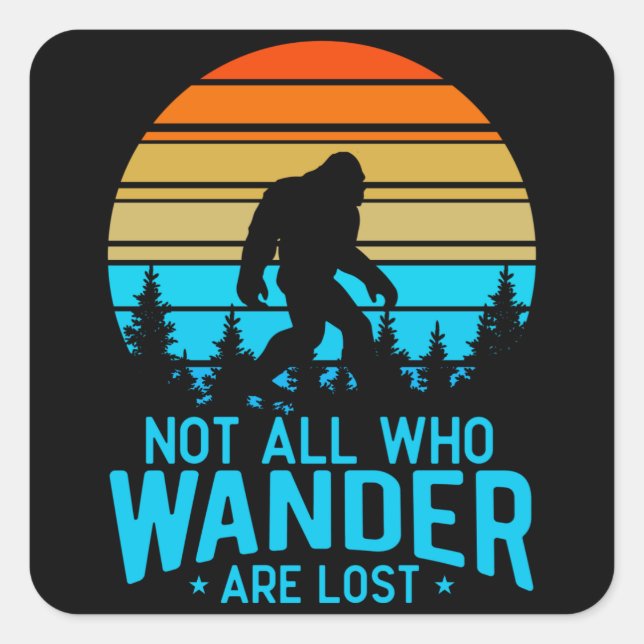Adesivo Quadrado Nem todos os que andam são perdidos | Design retró (Frente)