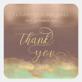 Adesivo Quadrado Neo mint canela rosa dourada aquarela