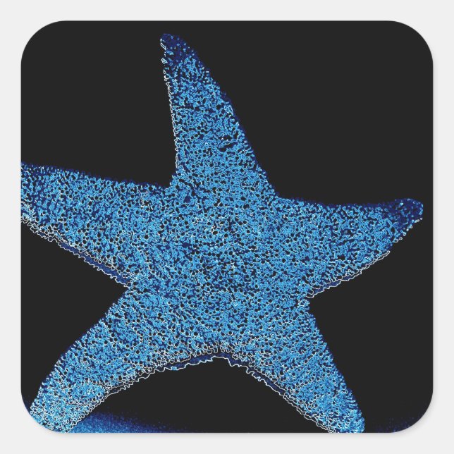 Adesivo Quadrado Neon Blue Sea Star (Frente)