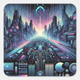 Adesivo Quadrado Neon Cyberworld