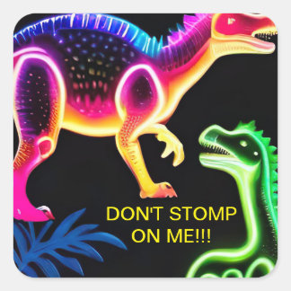 Adesivo Quadrado Neon Dinosaur Square Stickers