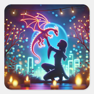 Adesivo Quadrado  neon dragon trainer