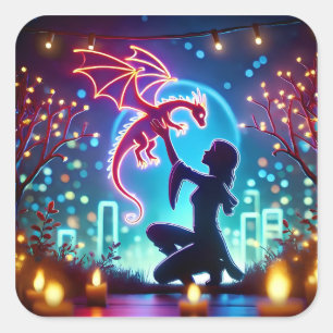 Adesivo Quadrado  neon dragon trainer