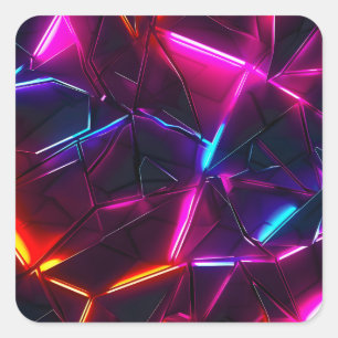 Adesivo Quadrado Neon Geométrico Abstrato Futurista Ciberpunk