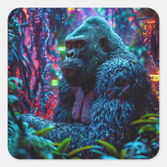 Adesivo Quadrado Neon Gorilla (Frente)