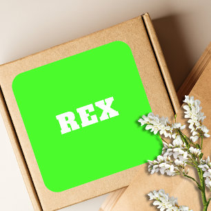 Adesivo Quadrado Neon Green e White Modern Name Pet