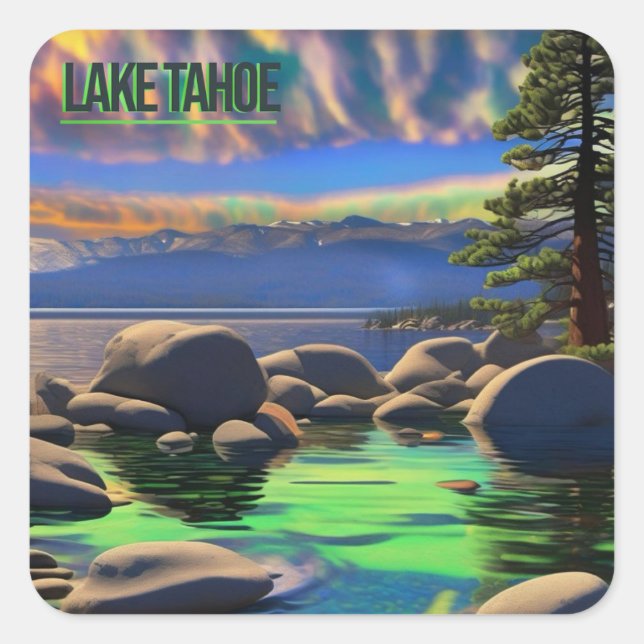 Adesivo Quadrado Neon Lake Tahoe Sticker (Frente)