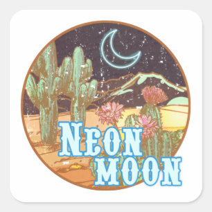 Adesivo Quadrado Neon Moon Retro Western