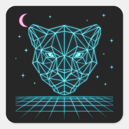 Adesivo Quadrado Neon Panther - Synthwave Elétrico Escuro