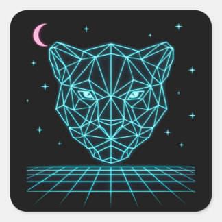 Adesivo Quadrado Neon Panther - Synthwave Elétrico Escuro